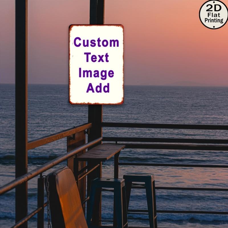 2D FlatCustomizable Metal Sign - Personalized Text/Image/Logo, UV Printed Durable Metal Wall Art Easy Wall-Mounted Installation for Home, Office, Bar, Kitchen Decor - Thoughtful Gift for Employees, Customers, Family, Metal Wall Art Decor, Bar Decoration