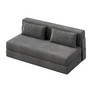 80" Convertible Folding Sofa Bed Sleeper Chair - Modern Linen Fabric Pull Out Futon Couch for Small Spaces, Living Room, Bedroom, Dorm, Apartment, Home Office, Queen Size, Dark Gray