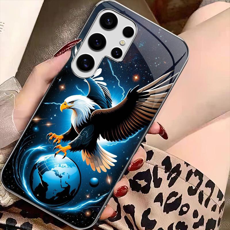 Suitable for [Galaxy S25 Ultra] Light luxury crystal eagle pattern and scorpion glass electroplated mobile phone case, exquisite and gorgeous 995