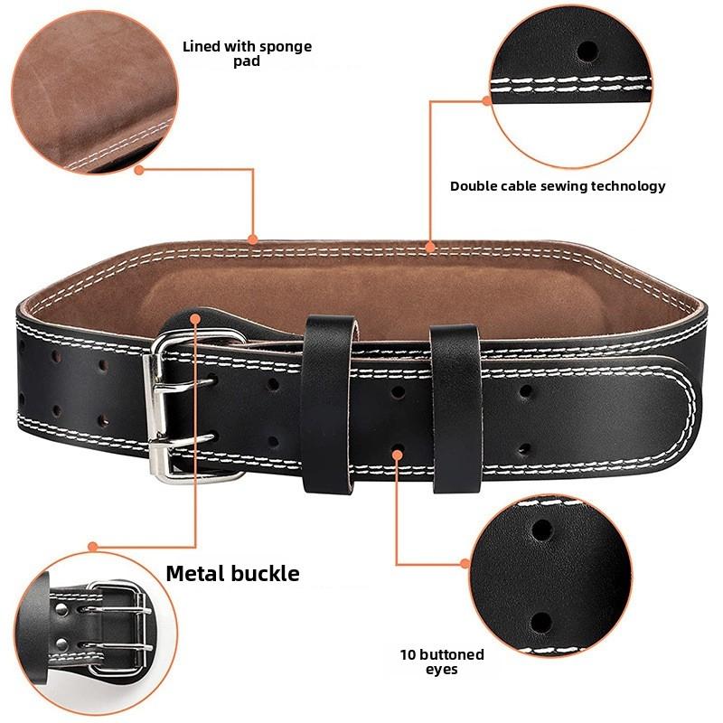 Cross-Border Fitness Waist Support Belt PU Leather Waist Support for Men Deep Squat Deadlift Professional Training Gear Weightlifting Belt