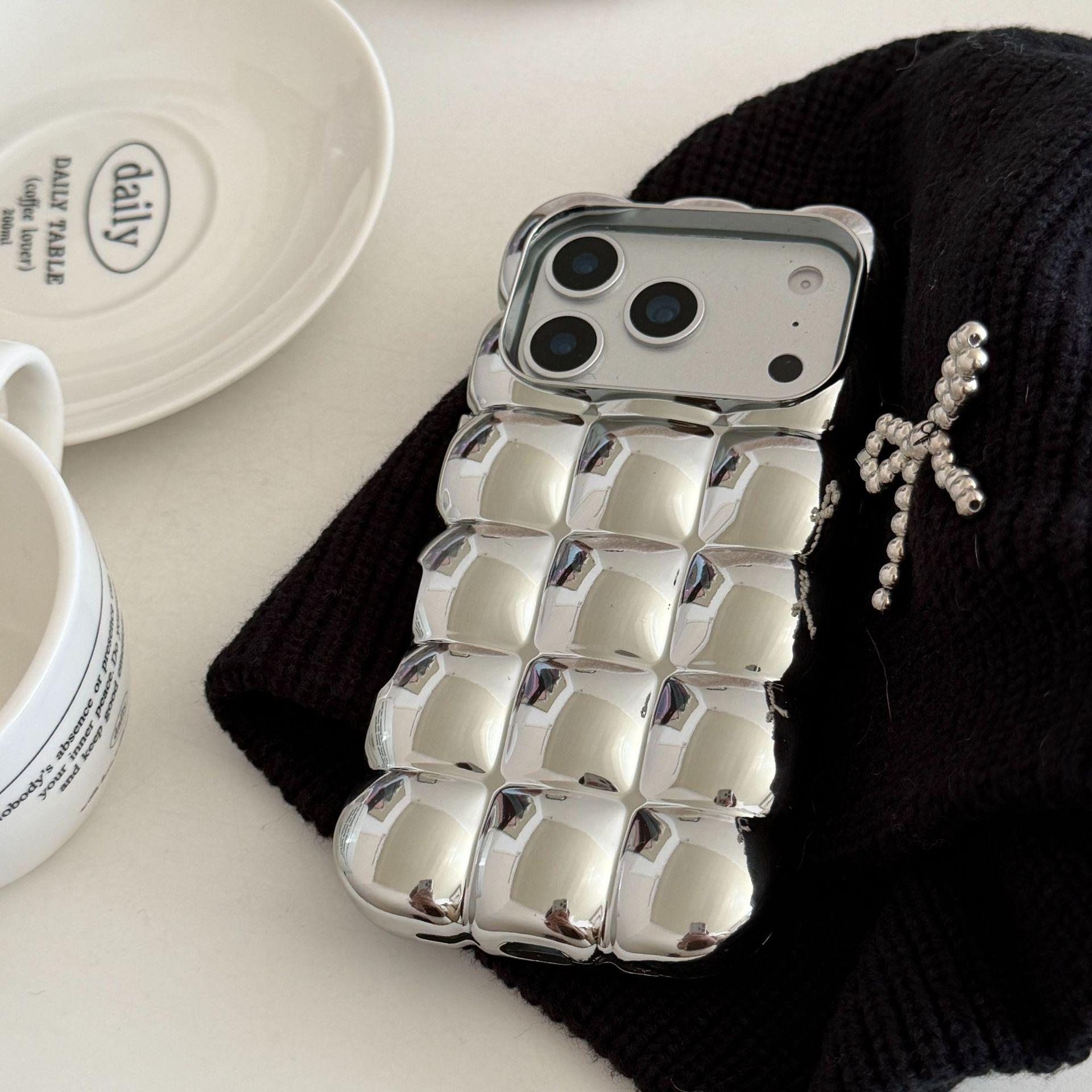 Minimalist Plated Solid Color Bubble Case for iPhone 17 Pro Max 16 15 14