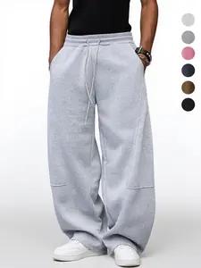 Men's Baggy Sweatpants, Loose Fit Casual Drawstring Elastic Waist, Wide Leg Joggers Trousers with Pockets, Comfortable Daily Wear, Sports Bottoms, Drawstring Waist Athleisure, Soft Comfy Sweatpants, Athleisure Style Bottoms