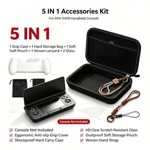 Thor Foldable Handheld Game Console Accessories Set, Tpu Grip, Tempered Screen Protector, Hard Case, Clear Shell, Lanyard, Storage Bag