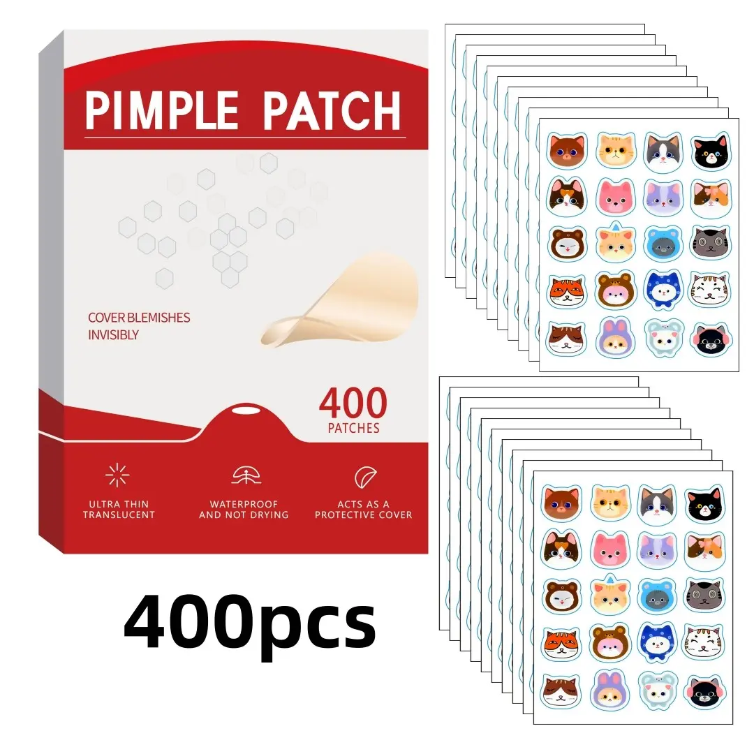 400pcs Cute Cat Face Pimple Patches, Skin-Friendly Invisible Acne Concealer, Ultra-Thin Gentle Non-Irritating, Alcohol-Free Fragrance-Free
