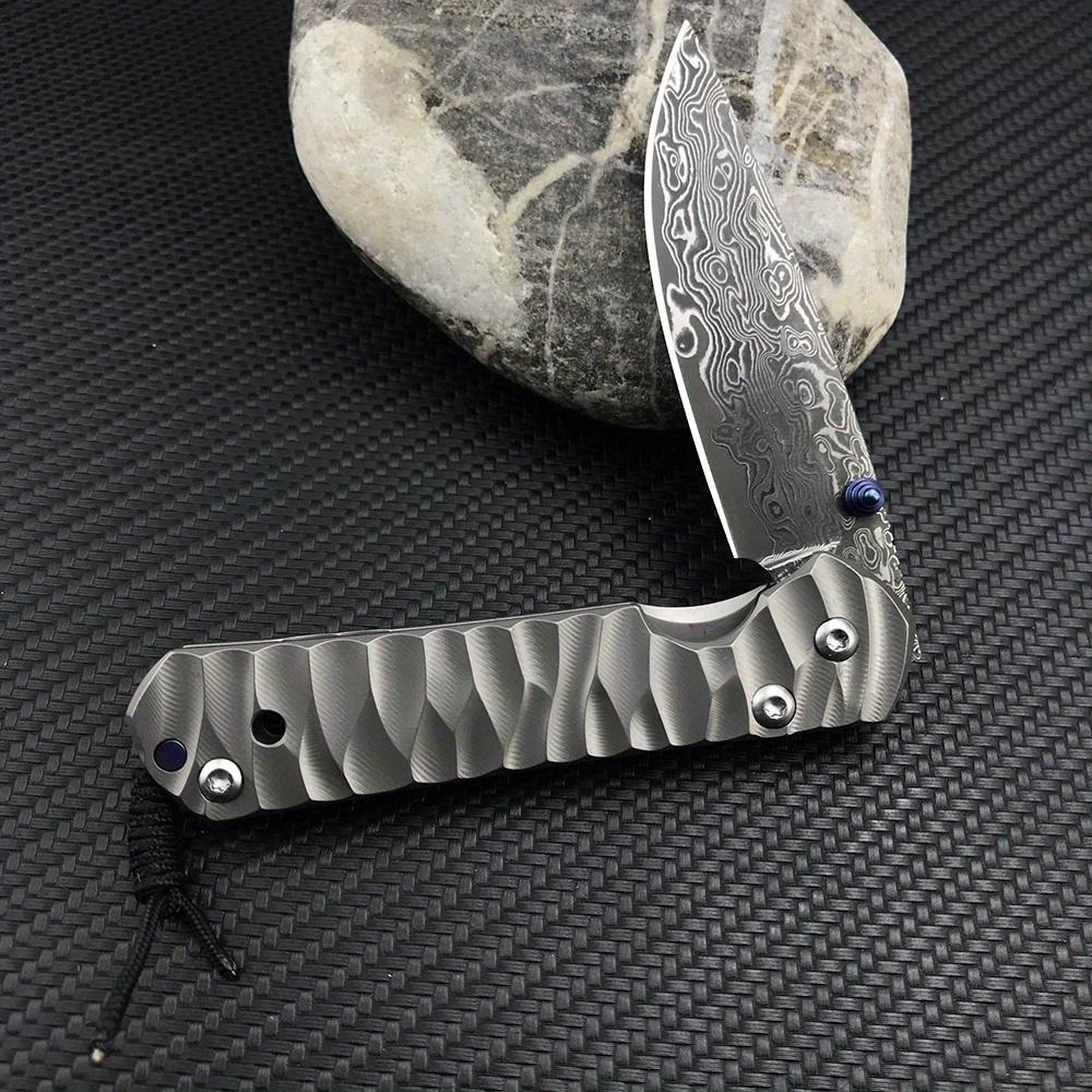 Chris Reeve Damascus  Folding Knife, High Hardness Multi-Purpose  Tool for  Hiking Camping,Gear Stylish Pocket Clip Secure Grip Knife Well Designed Blades set edc  men,Christmas gift