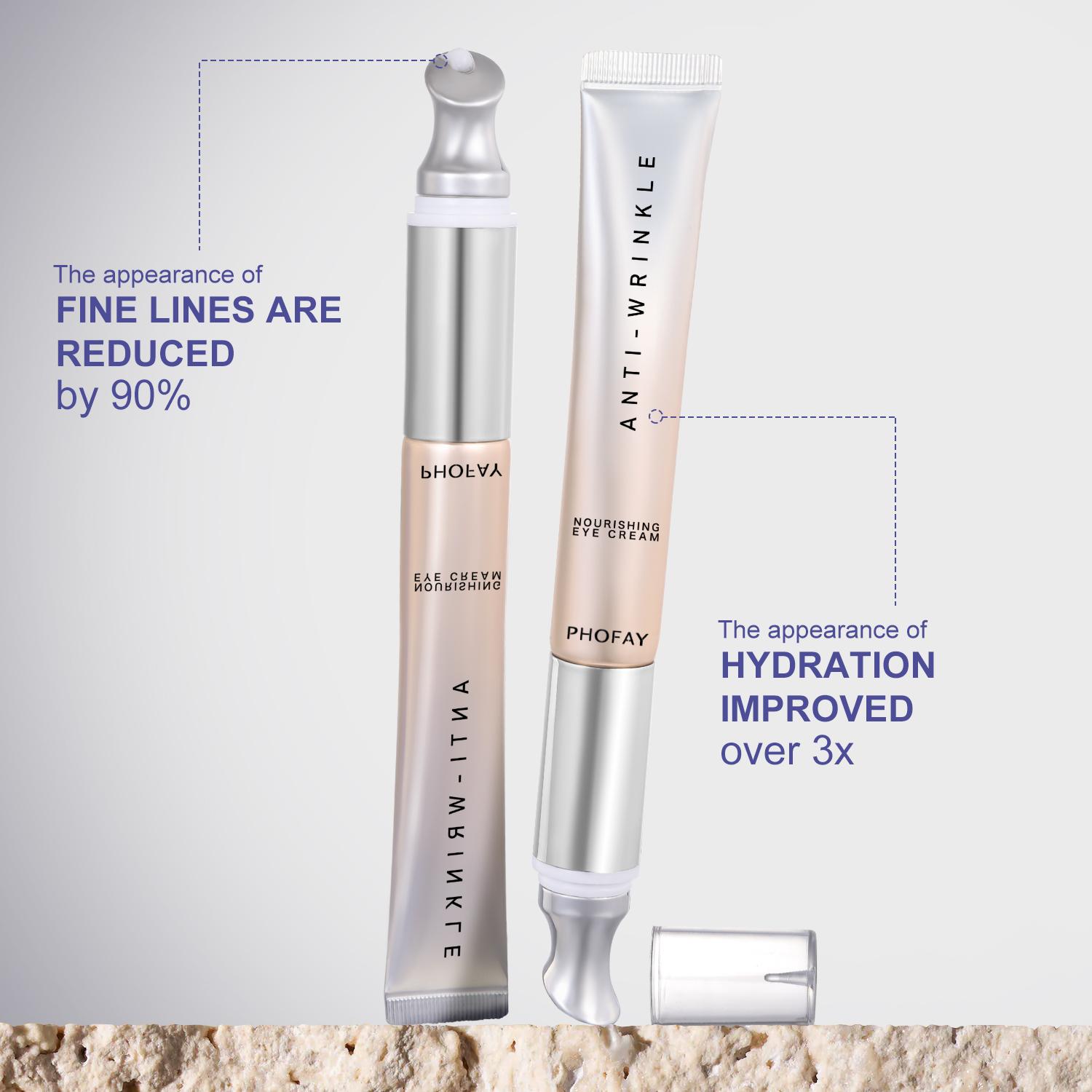 PHOFAY Electric Eye Cream for Dark Circles & Puffiness - Anti-Aging Formula to Fade Fine Lines, Moisturizing Under Eye Treatment with Built-in Massager, 14ml Serum for Silky Smooth Eyes