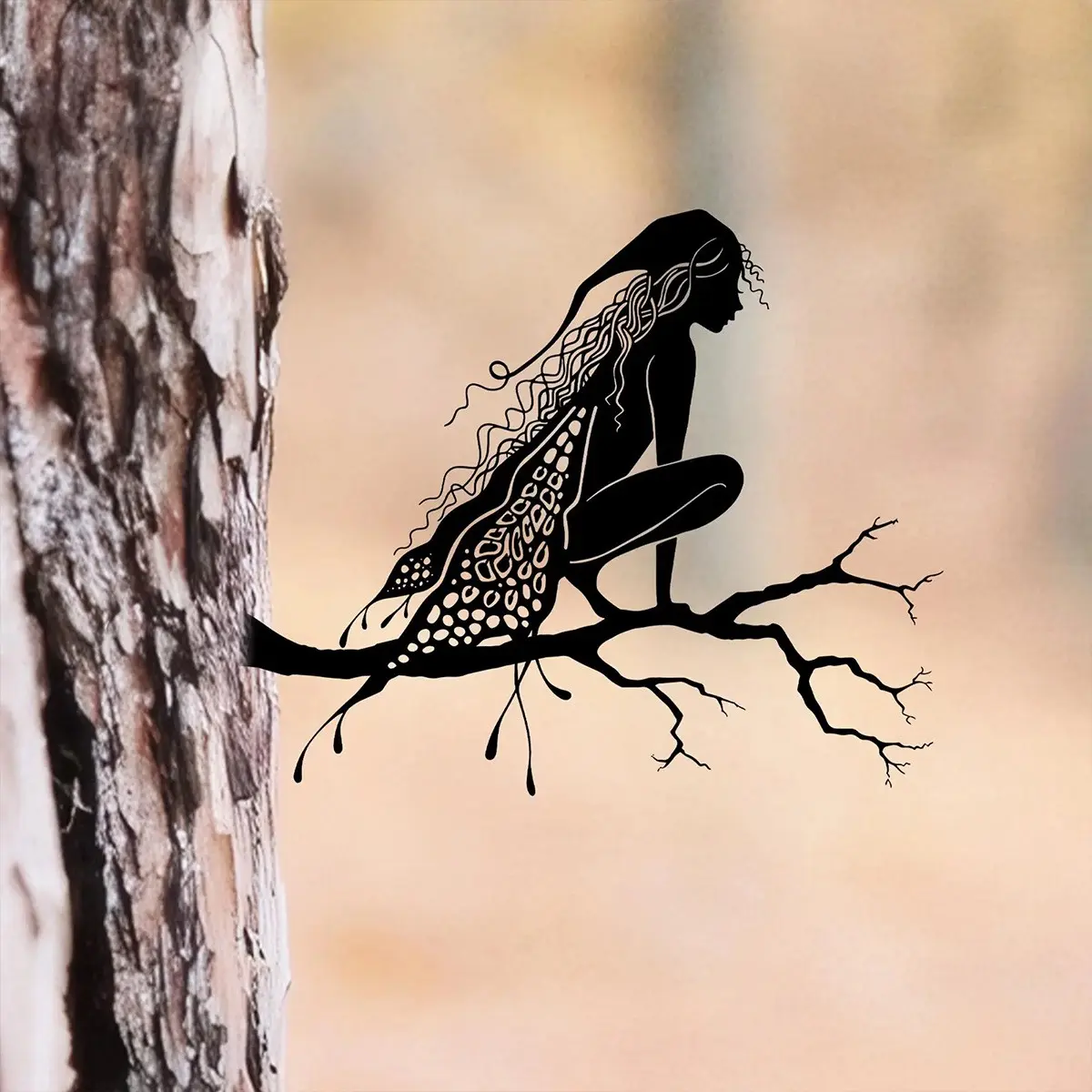 1pc Fairy Iron Tree Stake Craft, Rust-Resistant Metal Garden Post, Outdoor Decoration for Lawn, Courtyard, Balcony, Garden Scene