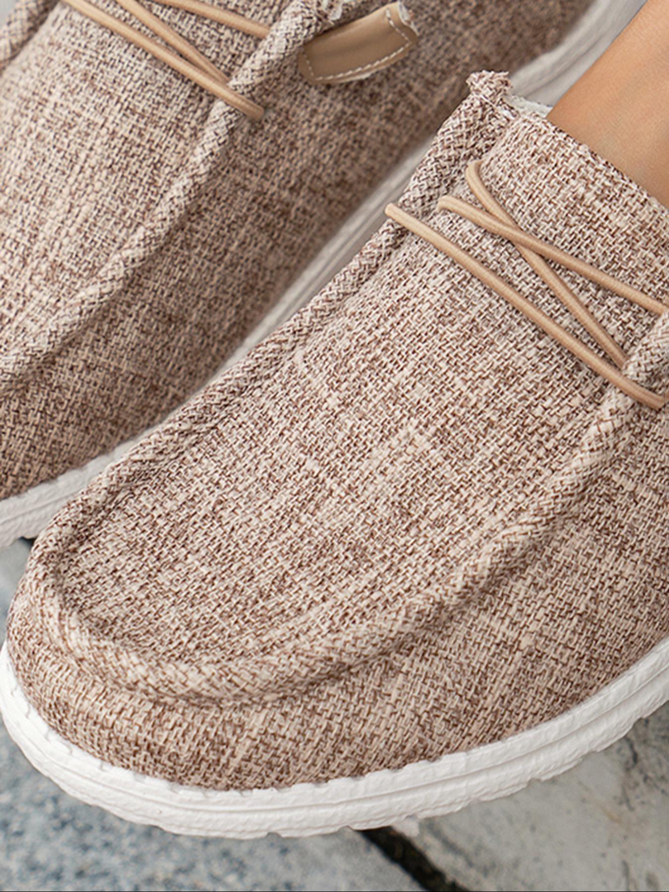 Women's Fashionable Plain Color Round Toe Lightweight Slip Ons Style Sneakers, Lightweight Breathable Comfortable Lace-up Flats Shoes, Casual Comfortable Sports Walking Shoes, Casual Breathable Footwear