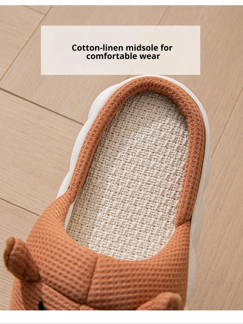 Women's Kapibala Open Toe Linen Slippers Non-Slip Breathable Indoor Home Slides Lightweight Comfortable Footwear for All Seasons Wooden Floors Daily Wear