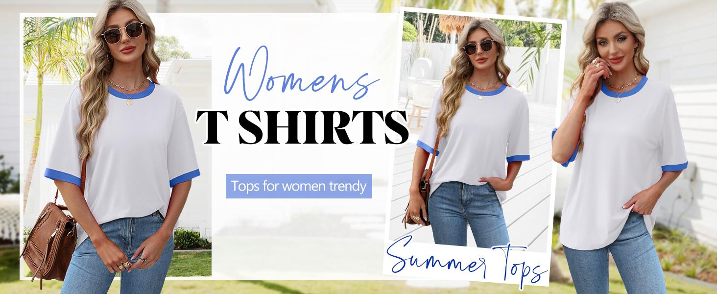 OFEEFAN Summer Tops for Women 2025 Short Sleeve Shirts Dressy Casual Crew Neck Tshirts Fashion Oversized Oversized Womenswear Crewneck OFEEFAN Summer Tops for Women 2025 Short Sleeve Shirts Dressy Casual Crew Neck Tshirts Fashion Oversized Oversized Womenswear Crewneck
