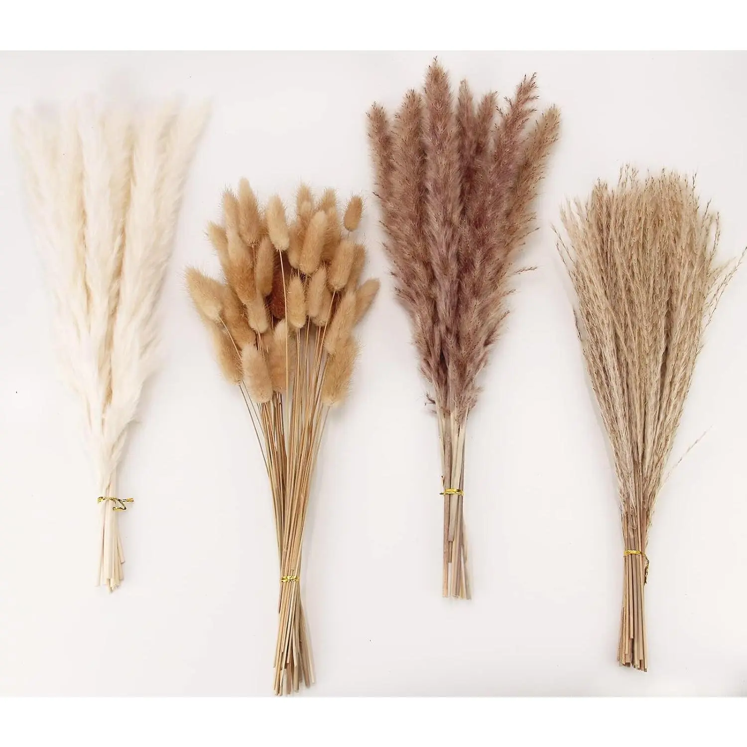 100 COUNT Boho PampasGrass,Naturally Dried Pompas, PampasGrass Decor for Wedding,Boho PartyDecorations,Table Decor brown andwhite