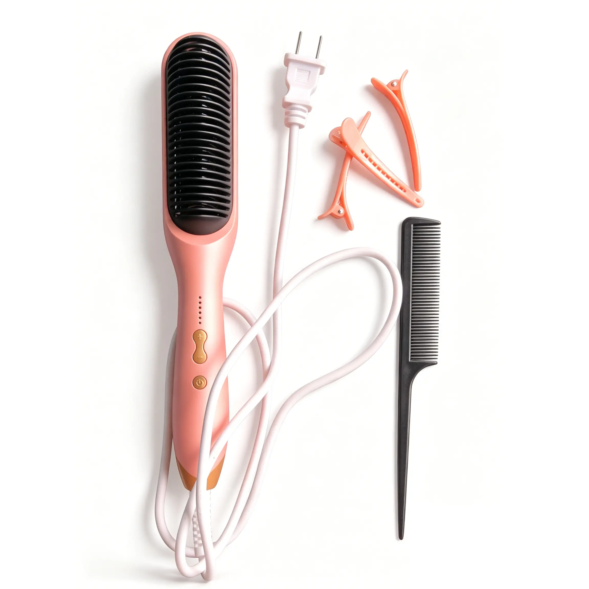 Anti-Scald Hair Straightener Brush with Built-in Comb - 30s Fast Heating & 6 Temp Settings for Professional Salon Results at Home, Hair Straighteners