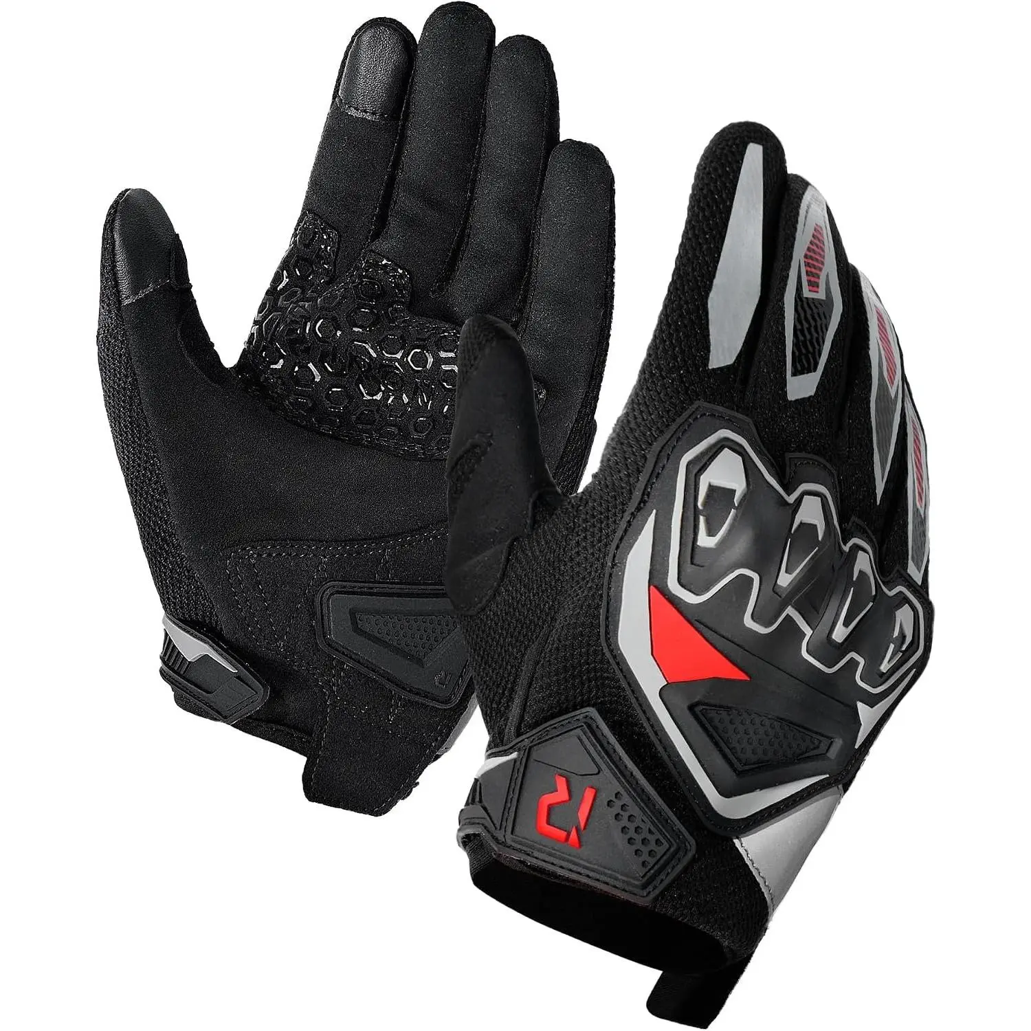 Gloves for Men & Women, Summer Touchscreen Riding Gloves with Palm Sliders, Protective Gear for Road Racing, Dirt , BMX, ATV Black-M