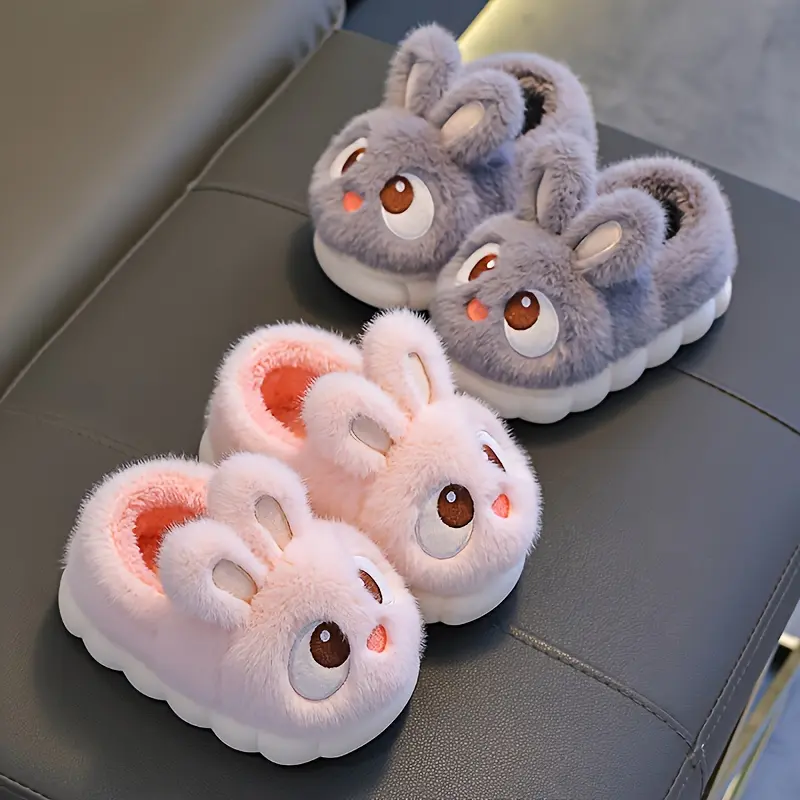 Bunny Ear Design Plush Slippers for Boys And Girls/Featuring a Soft Inner Lining And Non-Slip Sole/Perfect for Toddlers And Children for Indoor Warmth
