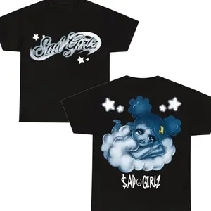 Junior H Merch Junior H Shirt Vintage Sad Girlz Graphic Tee Cloudy Emo Cute Anime Print Streetwear Top Trendy Unisex Women Men Casual Fashion Oversized Everyday Wear Soft Cotton Graphic T-Shirt