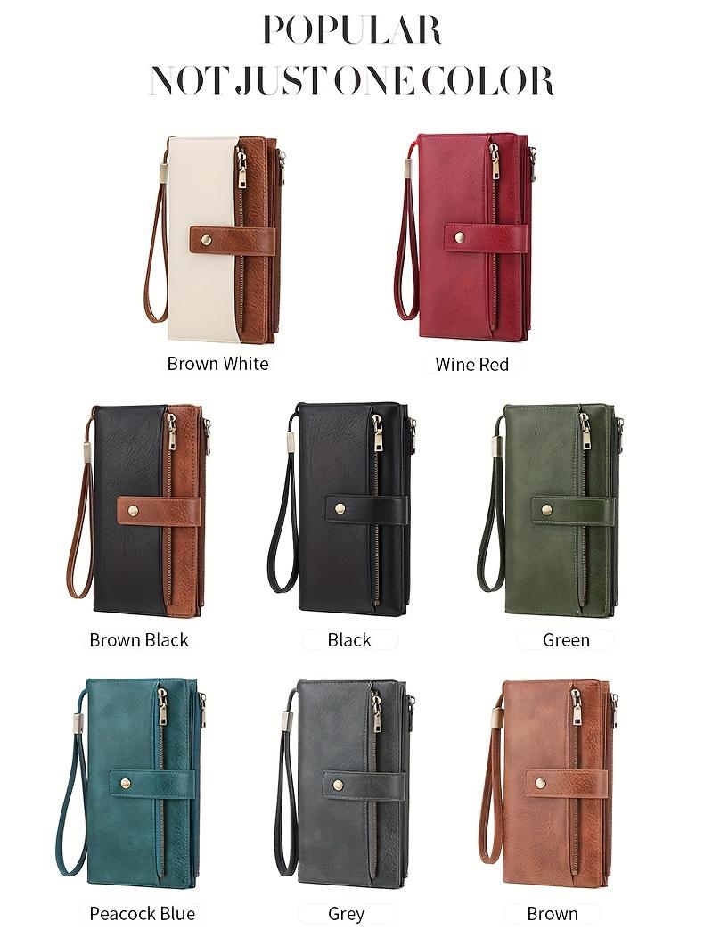 Retro Wallet - Polyester Lining, Long Wallet with Double Zipper Compartments, Multiple Card Slots, Zipper Closure and Coin Pocket, Minimalist Three-Fold Design for Everyday Use