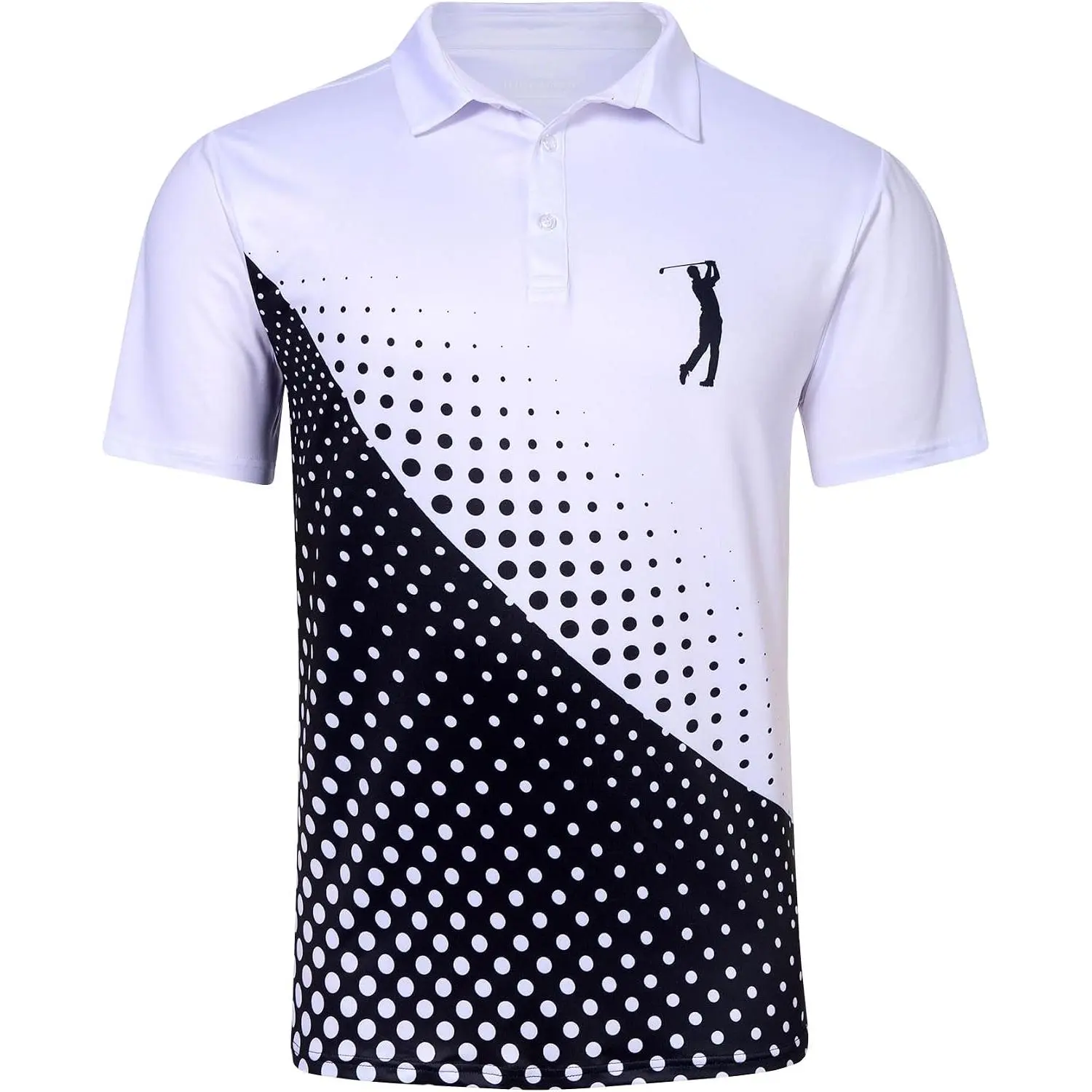 Mens Golf Shirt Dry Fit Athletic Polo Shirts Moisture Wicking Performance 3D Print Short Sleeve