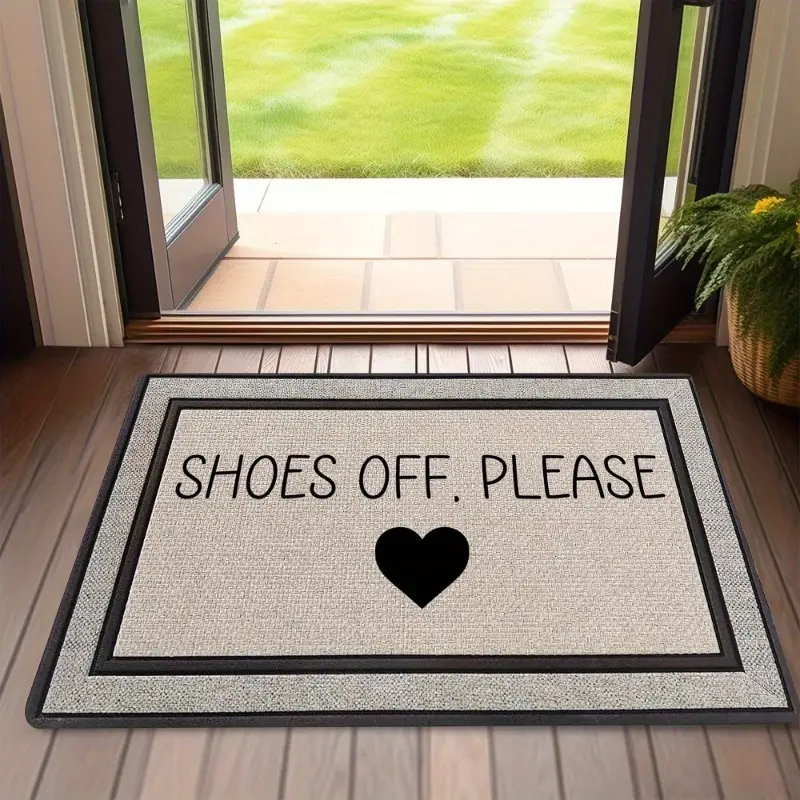 Washable Crystal Velvet Doormat |   "Please Remove Your Shoes" Welcome Mat for Entryway, Courtyard, Porch, Farmhouse, Garage Decor
