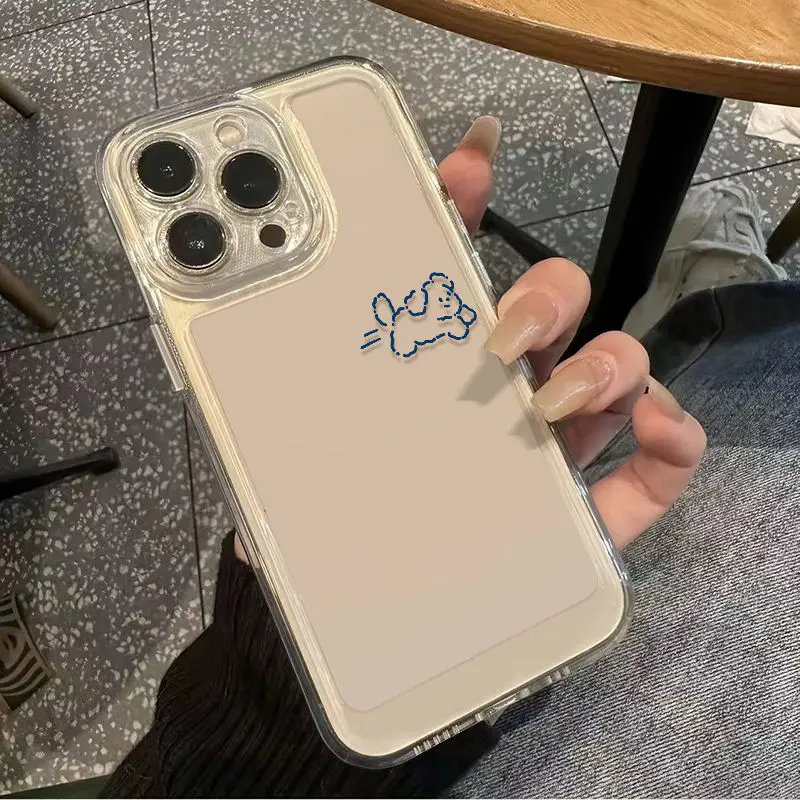 Phone Case - This Line-Drawing Puppy Clear Case Is Suitable For iPhone 17 Pro Max, 16, 15, 14, 13, 11, 12, 11, X, Full-Coverage Lens Protection, Cute Protective Case, Trendy Gift