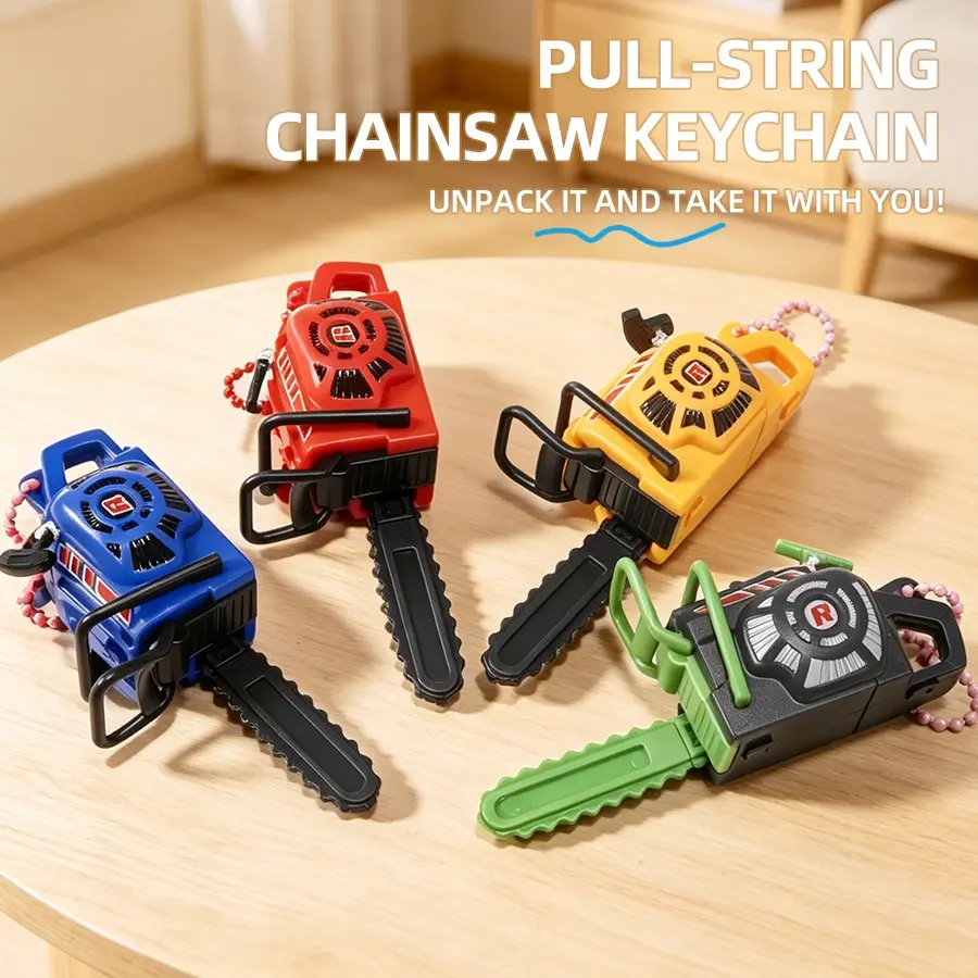 Creative Prank Electric Saw Keychain, Funny Keychains, Pull String Sound Bag Charm, Mini Realistic Funny Lawn Mower Model Toy, Fun Gift Idea