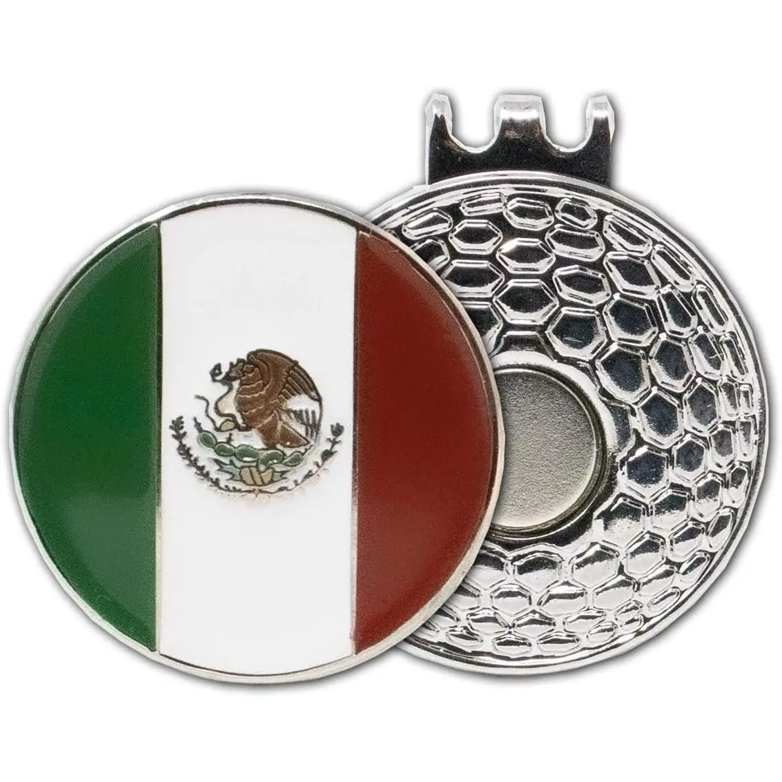 Golf Hat Clip with 1 Inch Embossed Flag of Countries Metal Golf Ball Marker
