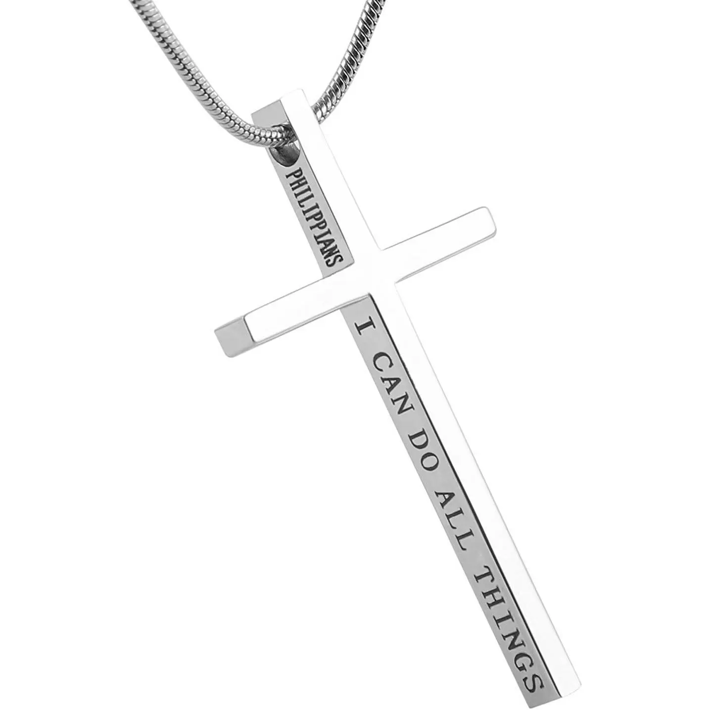 Philippians 4:13  Pendant STRENGTH  Verse Stainless Steel Necklace