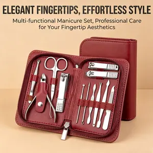Professional Nail Clipper Set for Nail Art, 12 Piece Stainless Steel Nail Art Set, Luxurious Travel Box, Nail Care Tools