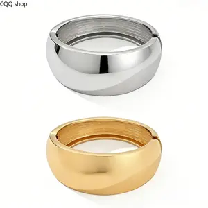 Wide Dome Open Cuff Bangle - Chunky Gold Silver Statement Minimalist Bracelet, Minimalist Bangles, Sports & Outdoor Jewelry Accessories for Summervibes,summerwins