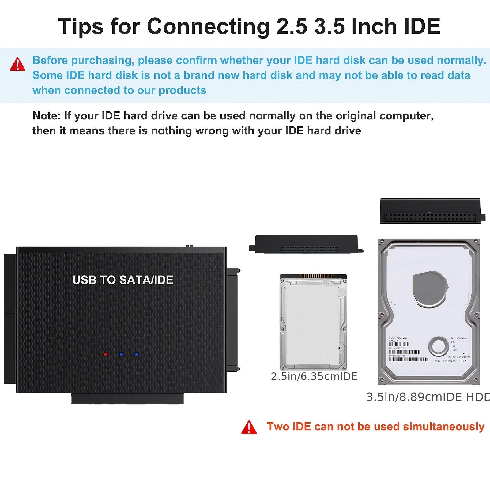 Hard Drive Reader, IDE SATA to USB 3.0 Connector, USB + Type C External Hard Drive Data Ultra Recovery Converter with USB-C and USB-A Connectors for 2.5/3.5 HDD/SSD, 5.25 DVD-ROM, CD-ROM, CD-RW, DVD-RW, DVD+RW Optical Drive - Reliable Data Recovery