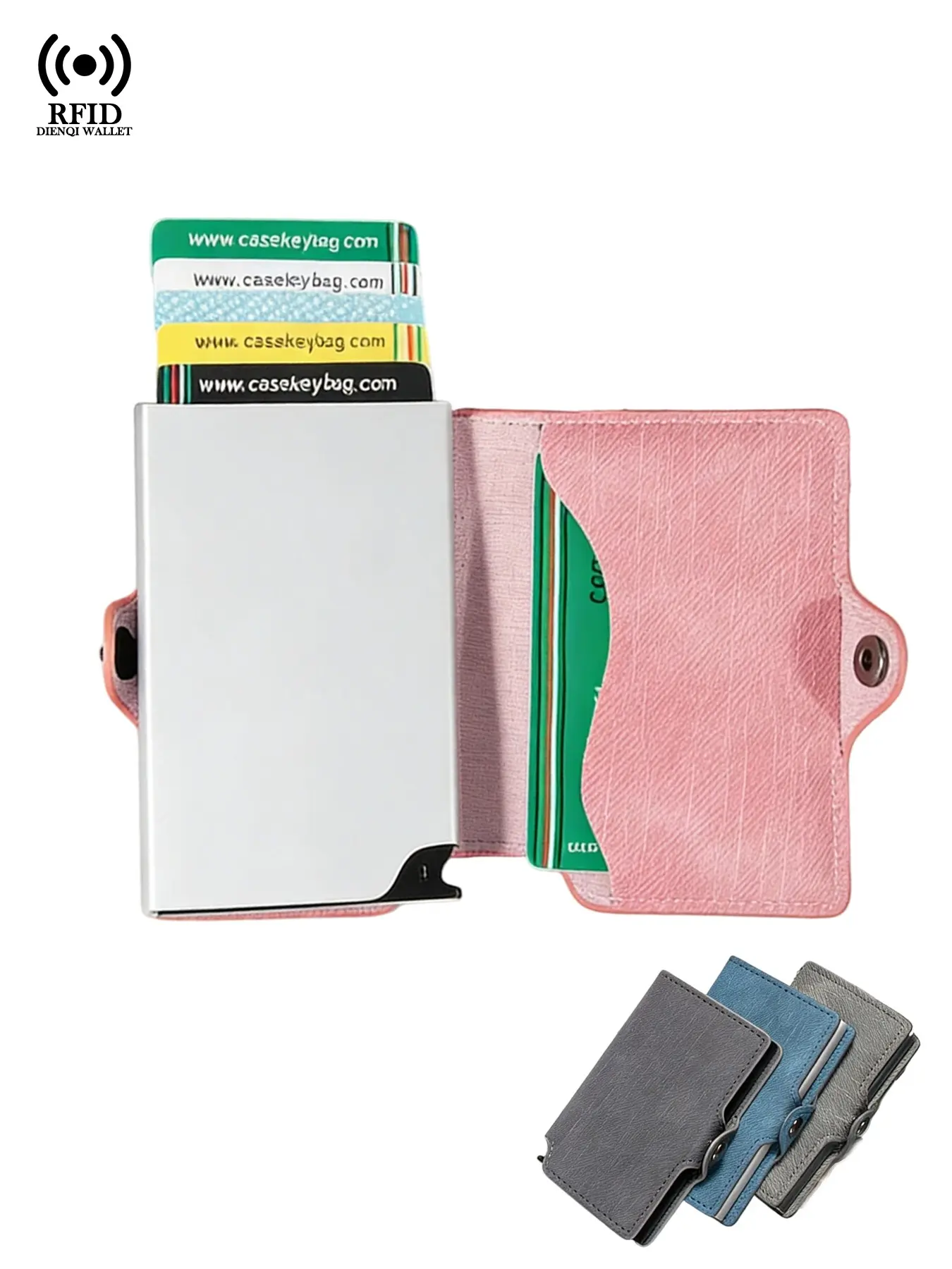 Women's Slim Minimalist Credit Card Holder Pop Up Card Case Ladies Pink Smart Wallet Rfid Blocking Money Bag Aluminum Metal Card Wallet Business Cardholder for Women Cartera,Gifts,Casual, Portable