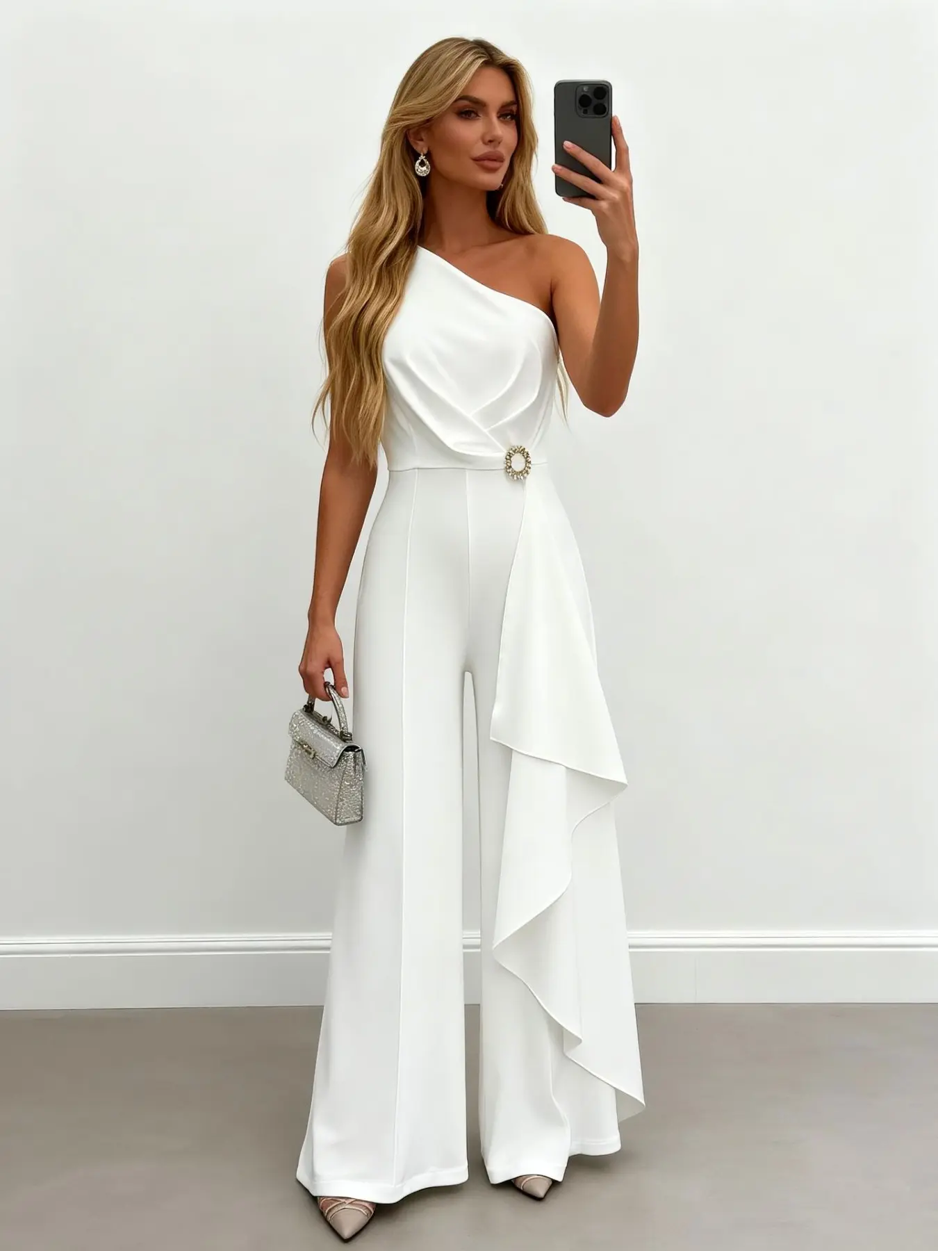 2026 Summer Creative Style Elegant Formal Women’s One-Piece Clothing Set, Solid Color Casual Pants, Long Pants, Elegant Design