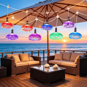 Solar Romantic Hanging Jellyfish Lamp, 4 in 1 Fiber Optic Holiday Decor, RGB Gradient, DIY, Living Room, Garden, Wedding, Party Atmosphere Light