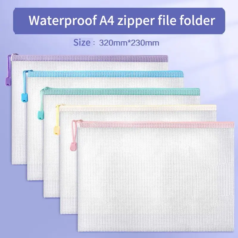 20pcs Waterproof A4 Zipper Mesh File Bags, Ideal for Cross Stitch & Puzzle Projects, Puzzle Storage Folder, Perfect for Travel School Office Use, Office Supplies