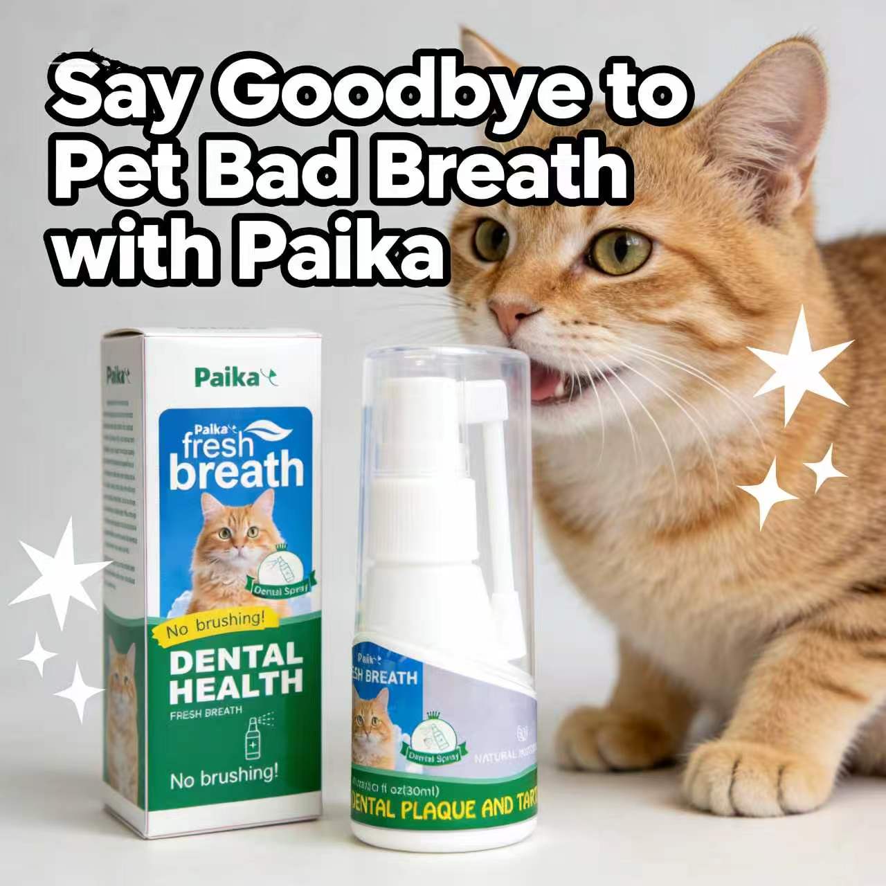 Paika Pet Cat Oral Spray, Liquid Mouth Care for Cats, Single Item Pack, No Ca Prop 65 Requirement, Ideal for Cat Owners