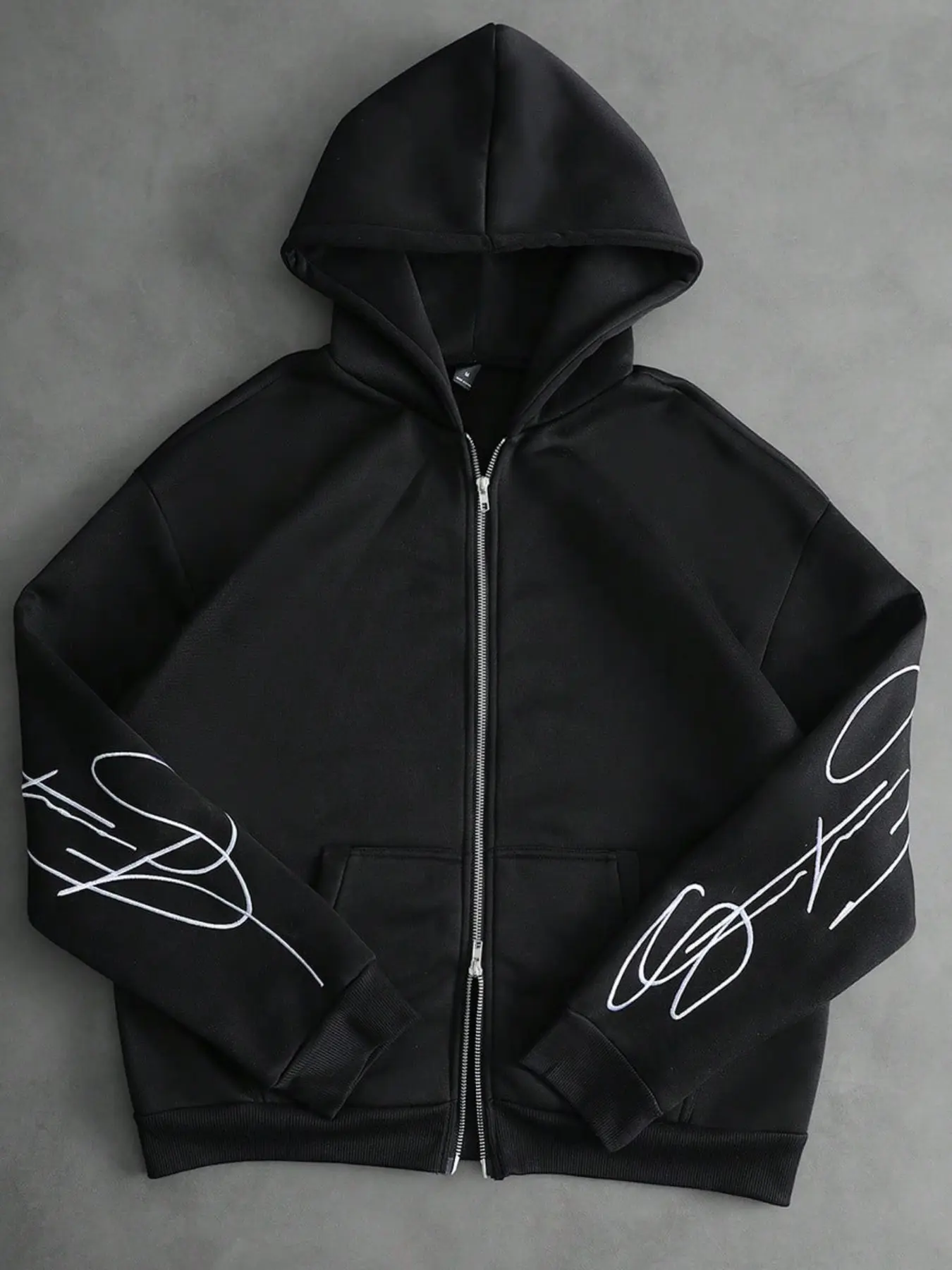 Men's Embroidered Open Front Hoodie, Stylish Casual Wear, Perfect for Daily Use, Comfortable and Trendy Design