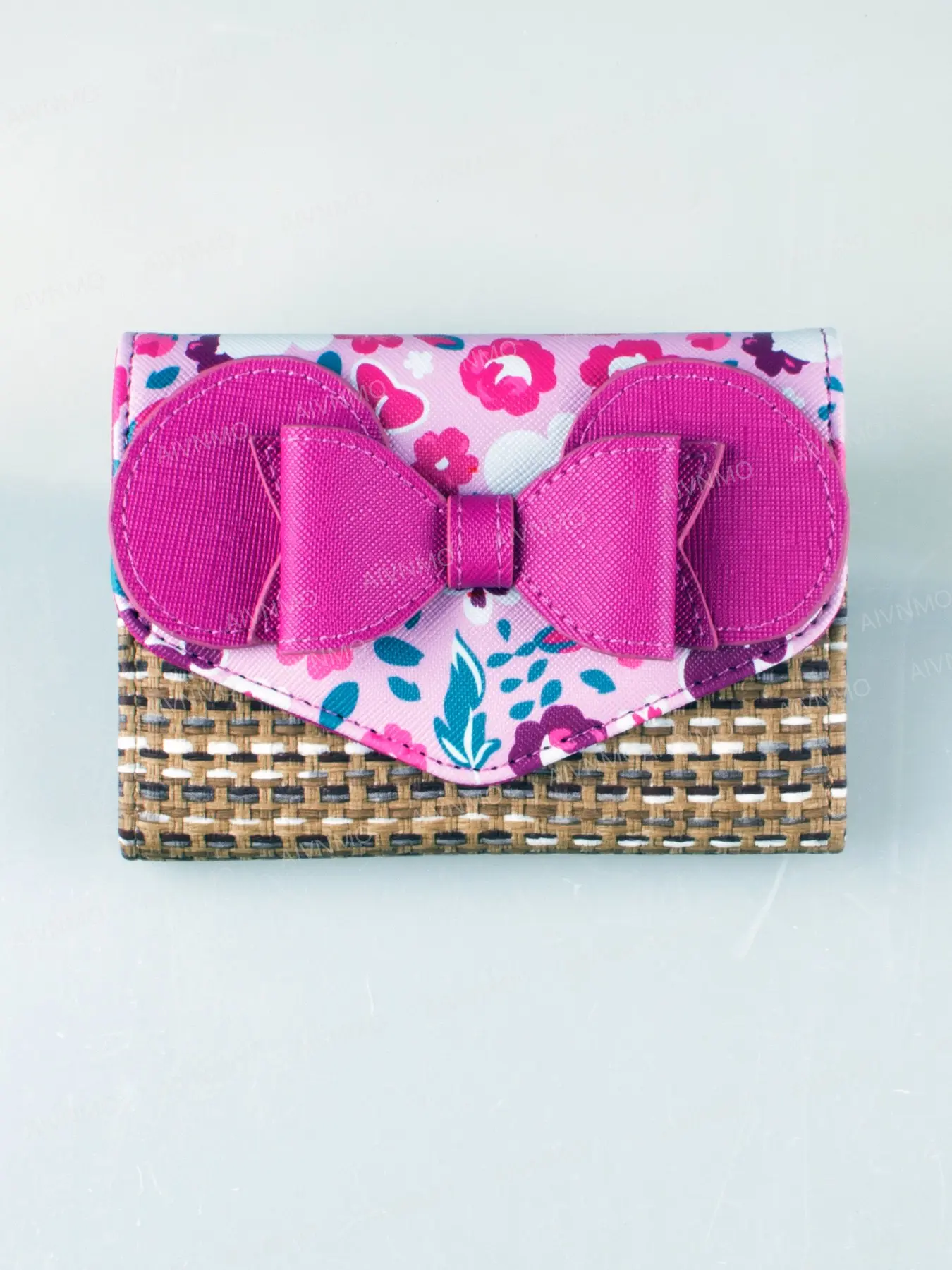 High-Quality 3D Butterfly Knot Print Trifold Wallet, Fashionable Personalized Card Holder, ID Window, Stylish Coin Purse