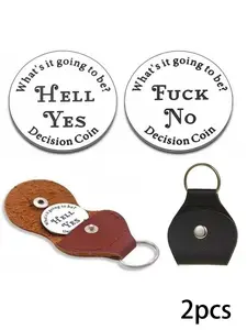 2Pcs Yes or No Decision Coin Keychain – Funny Stainless Steel Flip Coin | Bold Gift Idea for Friends, Couples & Daily Dilemmas