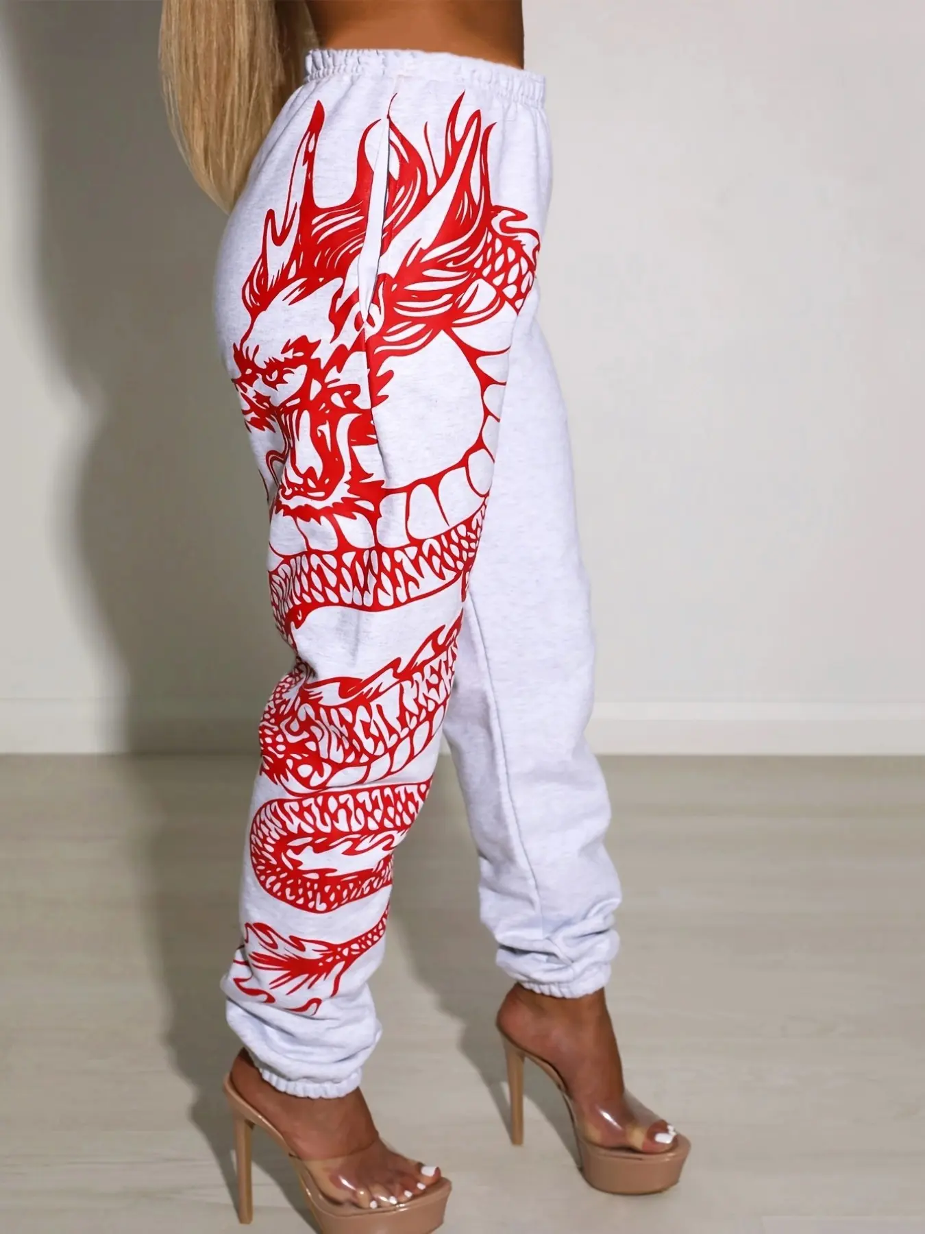 Women Fashion Elastic Waist Sports Casual Harem Pants Femme Joggers Trouser Printed Sweatpants