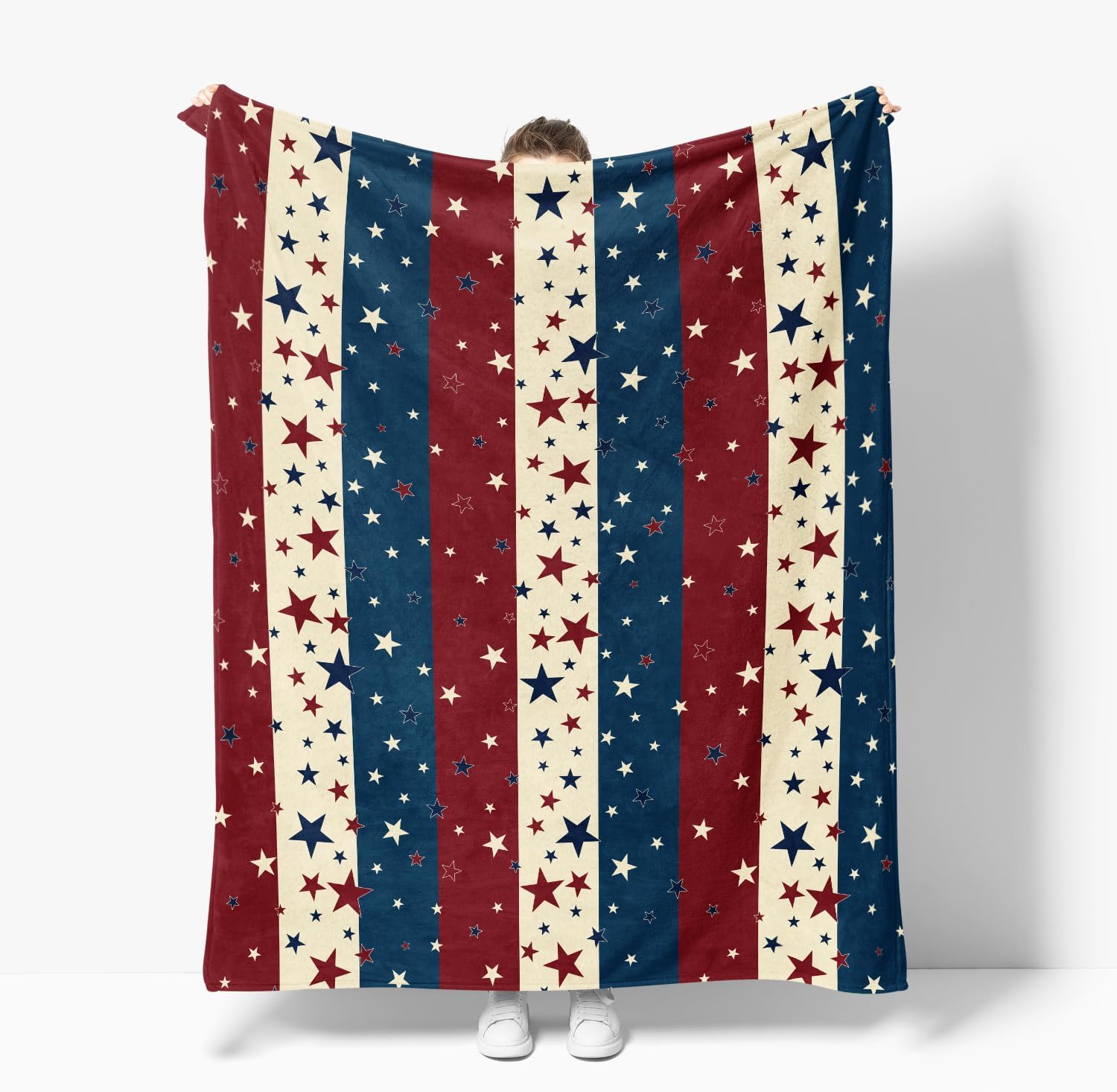 Horaldaily 4th of July Flannel Blanket Throw, Patriotic Veterans Day American Flag Soft Fuzzy Plush Cozy Fleece Blankets for Couch Sofa Bed Decor, Ideal Gifts for Kids Adults 50x60