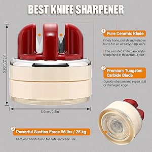 Knife Sharpener| Multi-Angle Pocket & Kitchen Knife Sharpener w/Suction Base| Works with a wide range of knives| Includes Instruction Guide(red) Knife Sharpener| Multi-Angle Pocket & Kitchen Knife Sharpener w/Suction Base| Works with a wide range of knives| Includes Instruction Guide(red)