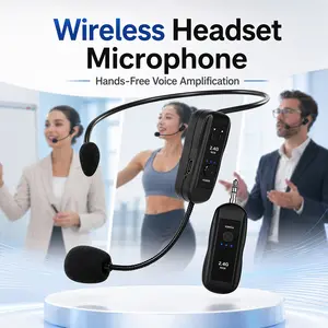 2.4g Wireless Headset Mic with Receiver, 164ft Range, Rechargeable, Handheld & Wearable, Ideal for Teachers, Coaches, Tours, Speeches