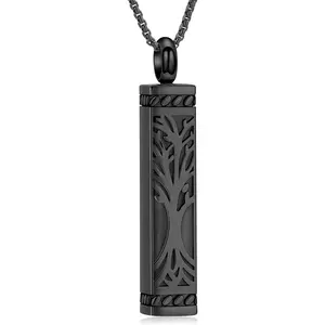 Tree of Life Urn Necklace for Men Women Bar Cremation Jewelry for Ashes Keepsake Ashes Necklace PendentGift.