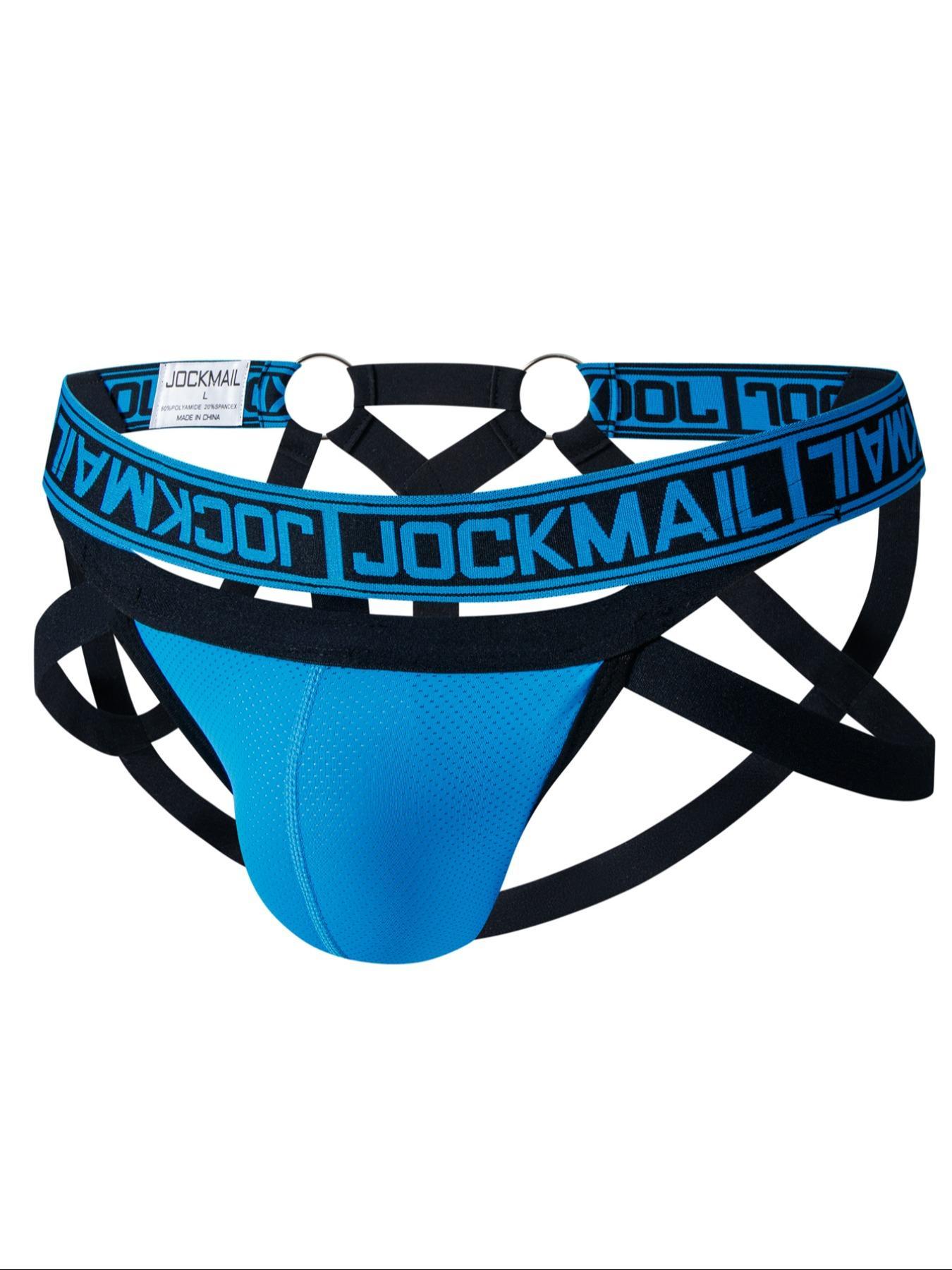 Lgbtq+ Men's Criss Cross Letter Tape Jockstrap, Breathable Ring Linked Sexy Waist Band for Daily Wear, Men's Underwear, Soft Stretch Briefs, Athletic Summer Wear, Elasticity Design Underwear, Activewear, Gym Jockstrap Underwear