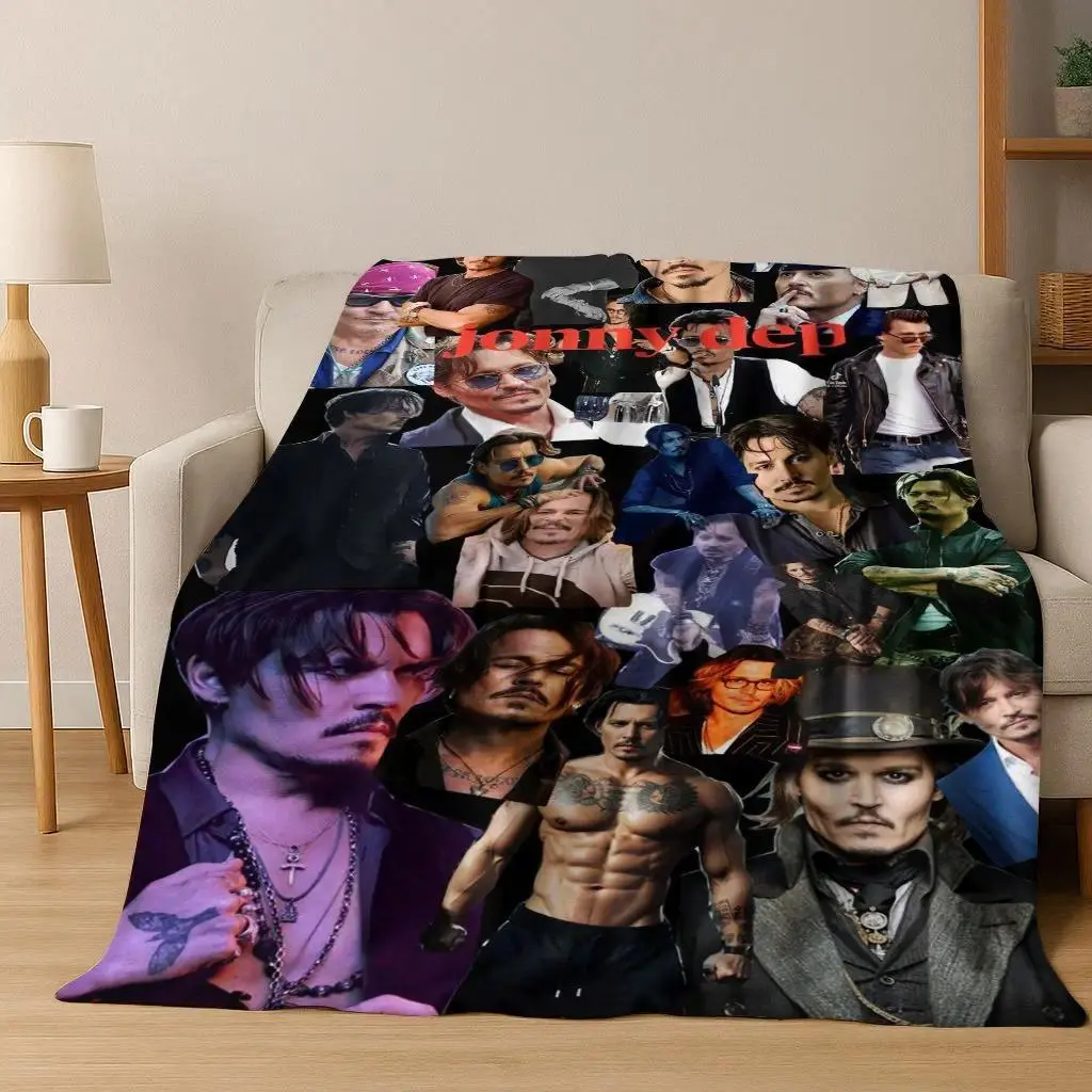 Johnny Depp Art Collage 1-Piece Velvet Texture Microfiber Poly Flannel Blanket - Soft, Cozy, Multi-Size (30in*40in Very Small,50in*60in,60in*80in), Breathable, Wrinkle Resistant All-Season Throw for Bedroom/Sofa, 40In*30In（Very Small）