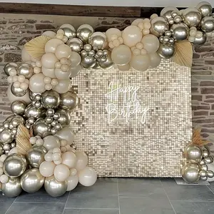 12/18/24/36Pcs Golden Shimmer Wind Panels, Wind Driven Backdrop Decor, Indoor Outdoor Wall Decoration for Birthday, Wedding, Valentine & Holiday Party