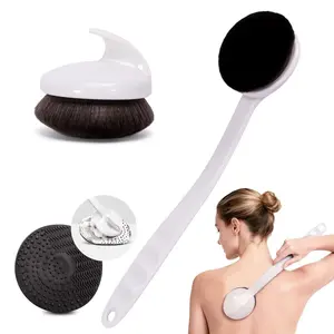 Extra Large Long Handle Self Tanner Kabuki Body Makeup Brush for Face Back Leg Bronzer Lotion Sunscreen Tanner Cream, with Cleaning Mat