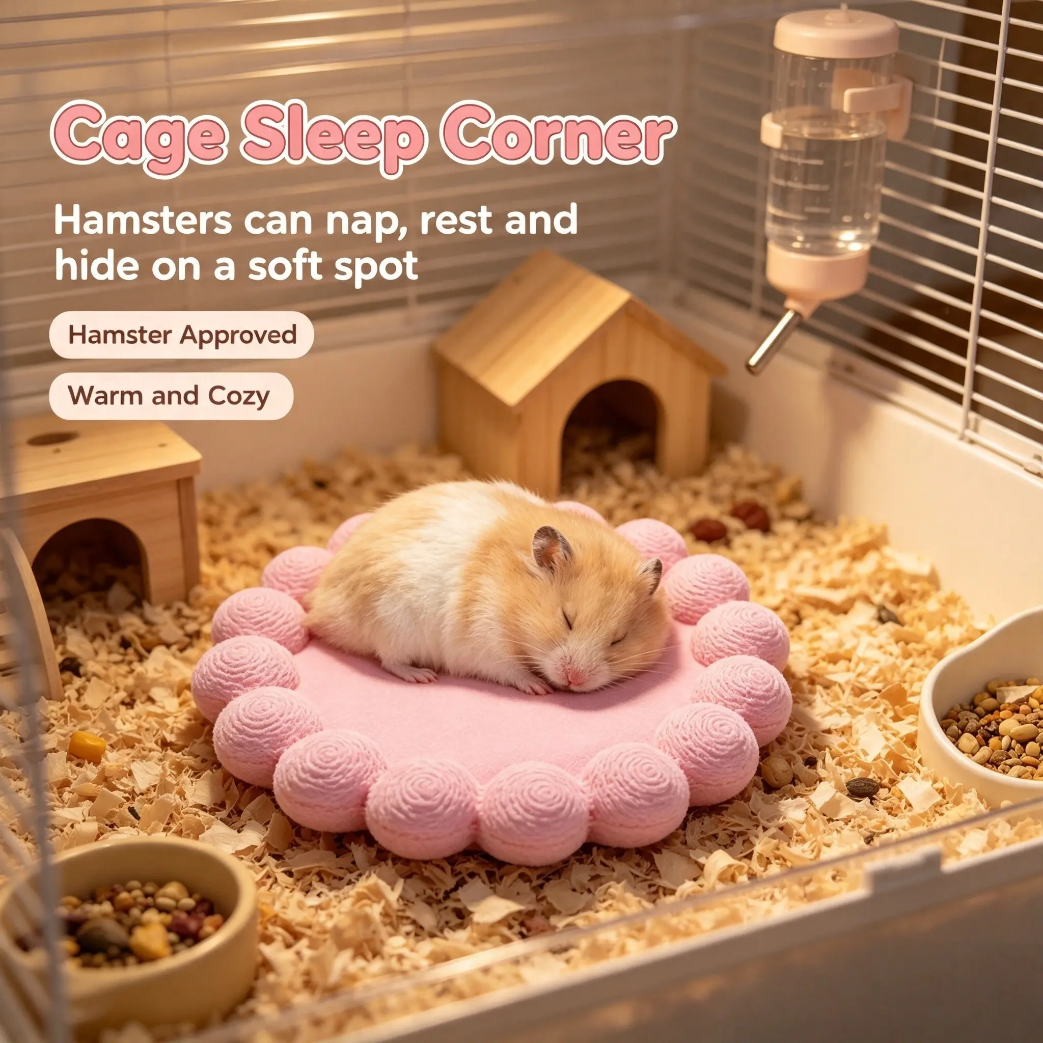 Hamster Rest Platform, Small Pet Cage Decor Stand, Resting Dish for Dwarf Syrian Hamsters, Gerbils, Mice, Mini Flat Habitat Accessory