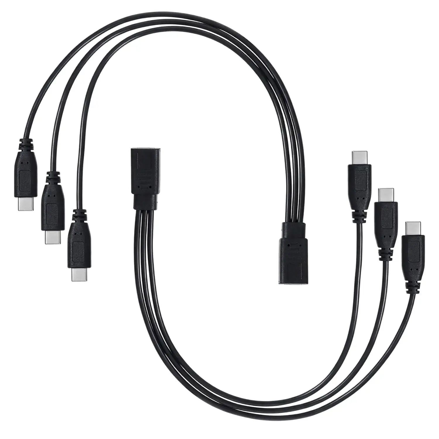 2 Pack USB C Splitter Charge , 3-in-1 Multi Charger Cord Wire, 1 Ft Short USB-C Female to 3 Type-C Male Y  for Simultaneous , Charger Adapter Cord for Phones, Tablets
