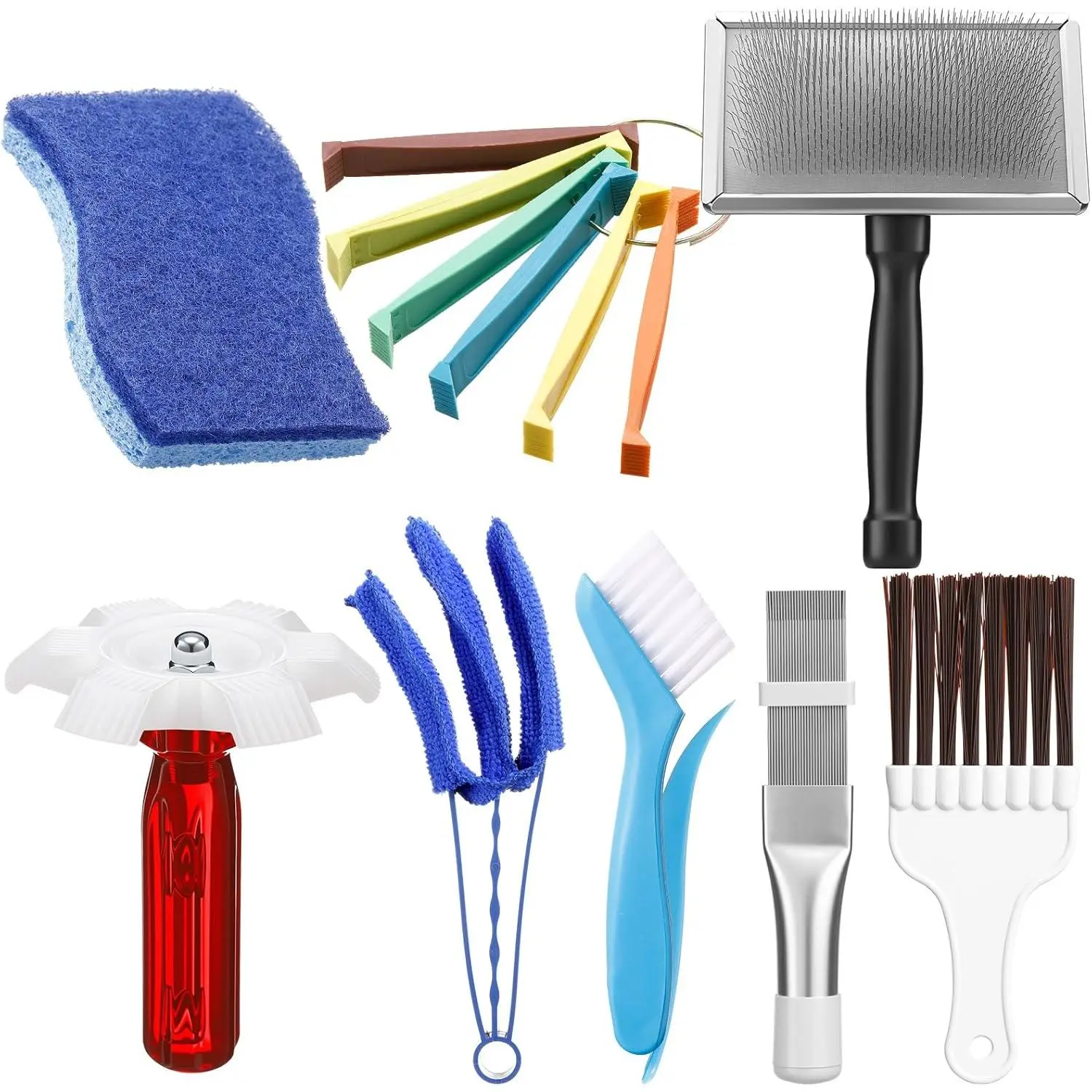 8 Pcs Air Conditioning Fin Cleaner Set HVAC Coil Brush Condenser Fin Straightener Evaporator Coil AC Comb Condenser Split Kit Fridge Radiator Tool(Black,Single Sided)