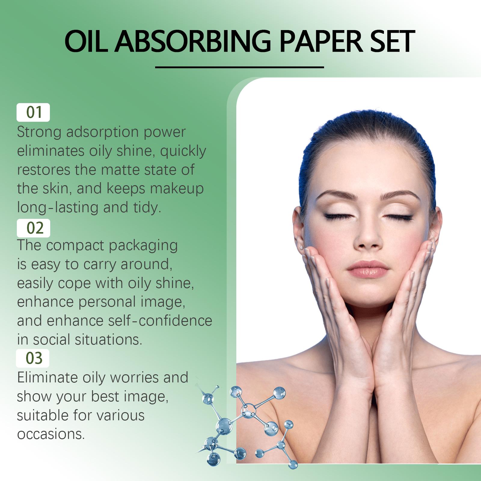 OUHOE Oil Blotting Sheets Linen Fiber Natural Absorption Adhesive Strip Easy Peel Makeup-Friendly No Powder Removal Controls Shine Boosts Confidence Gentle for All Skin Types